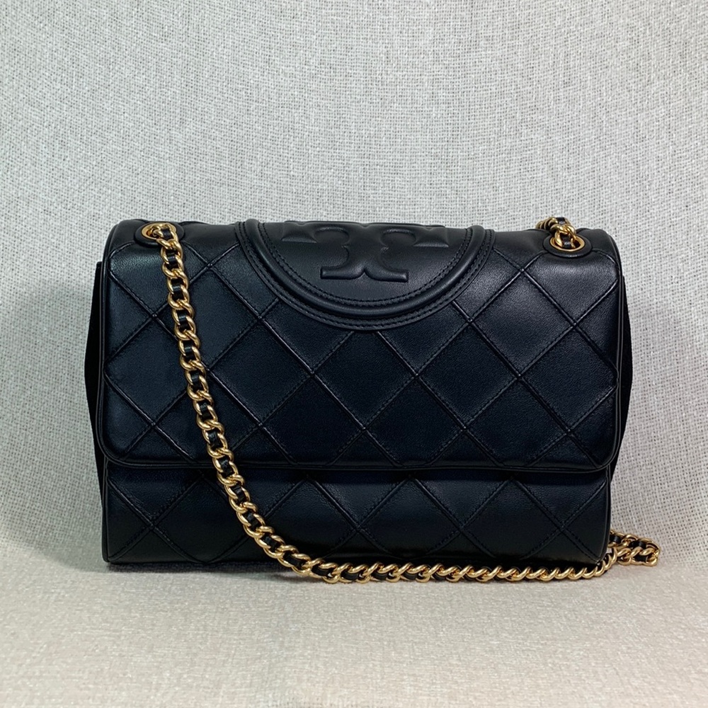Tory Burch Soft Fleming Black Convertible Shoulder Bag
